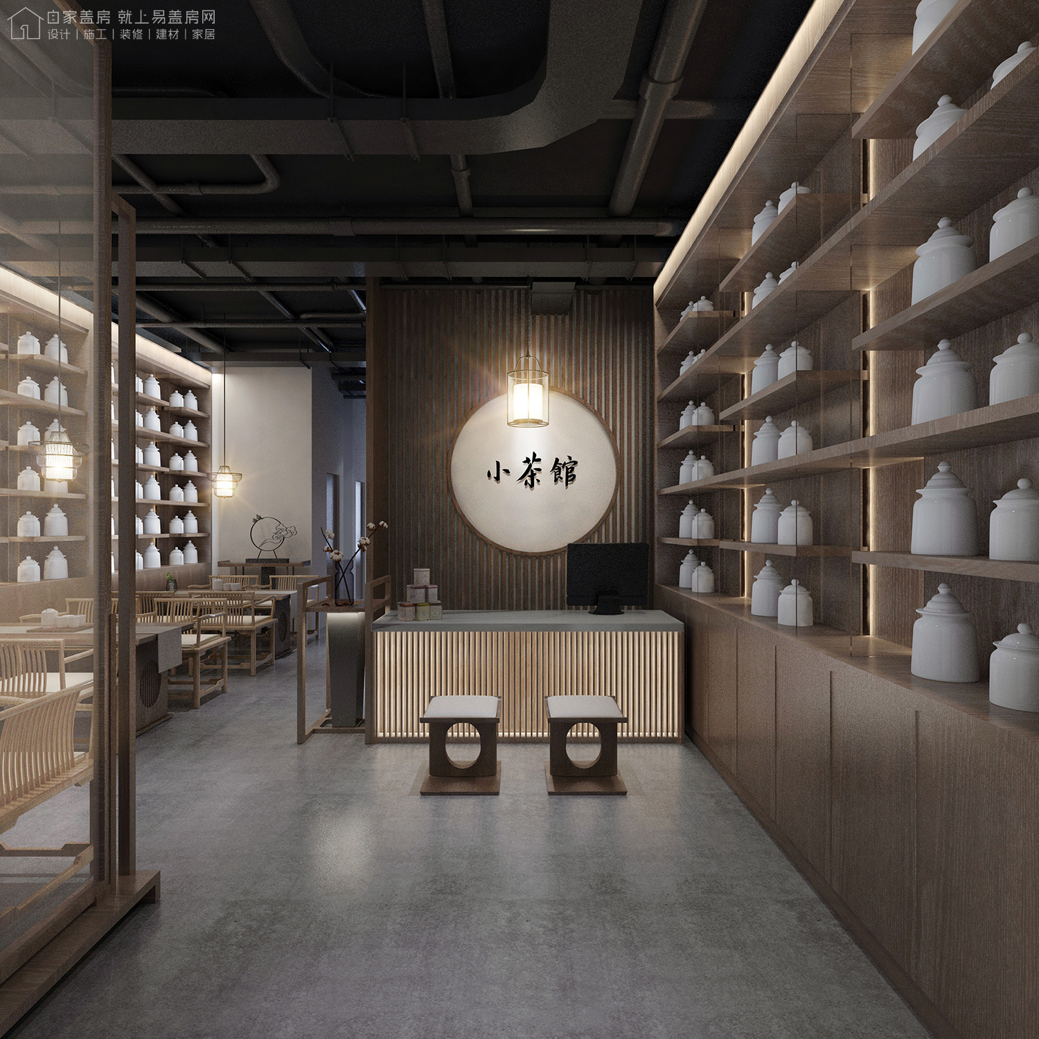 太惊艳，古风古韵，北京中关村新中式茶室室内设计和室内装修