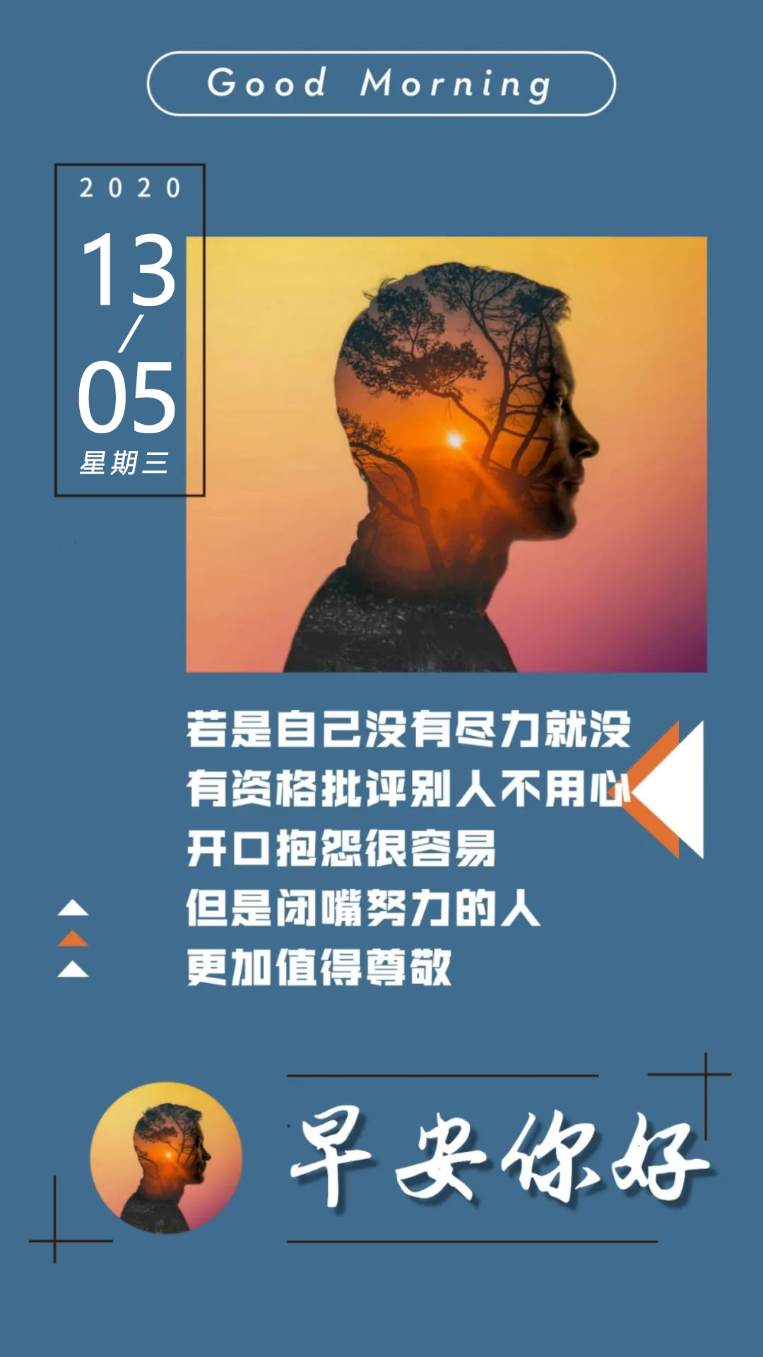 周三早上好正能量励志问候语：乌云的背后是阳光，阳光的背后是彩虹