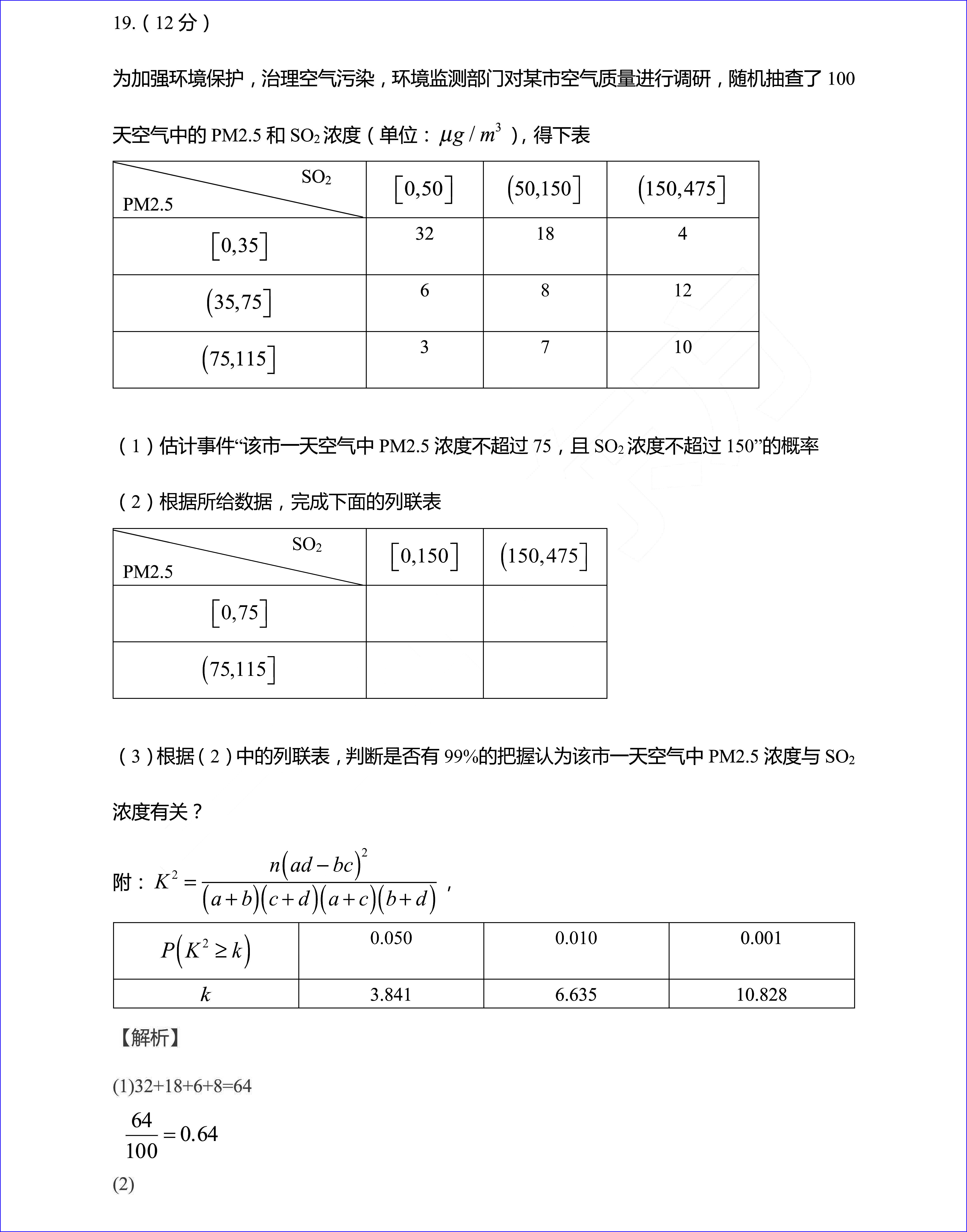 2020年新高考全国一卷数学试卷以及答案解析