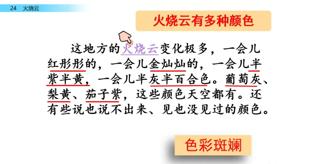 统编语文三年级下册第24课《火烧云》知识点+图文解读+课堂练习
