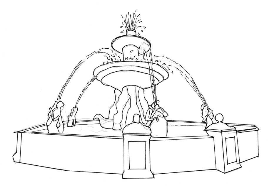 喷泉画法图片