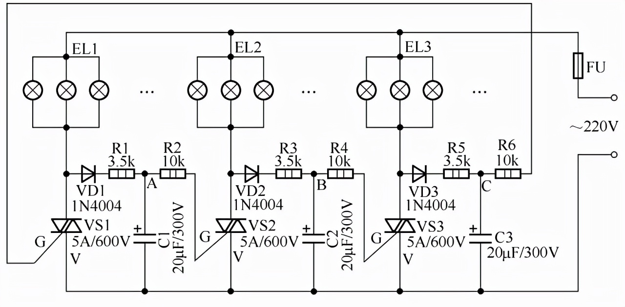 灯电路29,声光控自动照明灯电路30,双荧光灯户外广告双灯管接线电路31