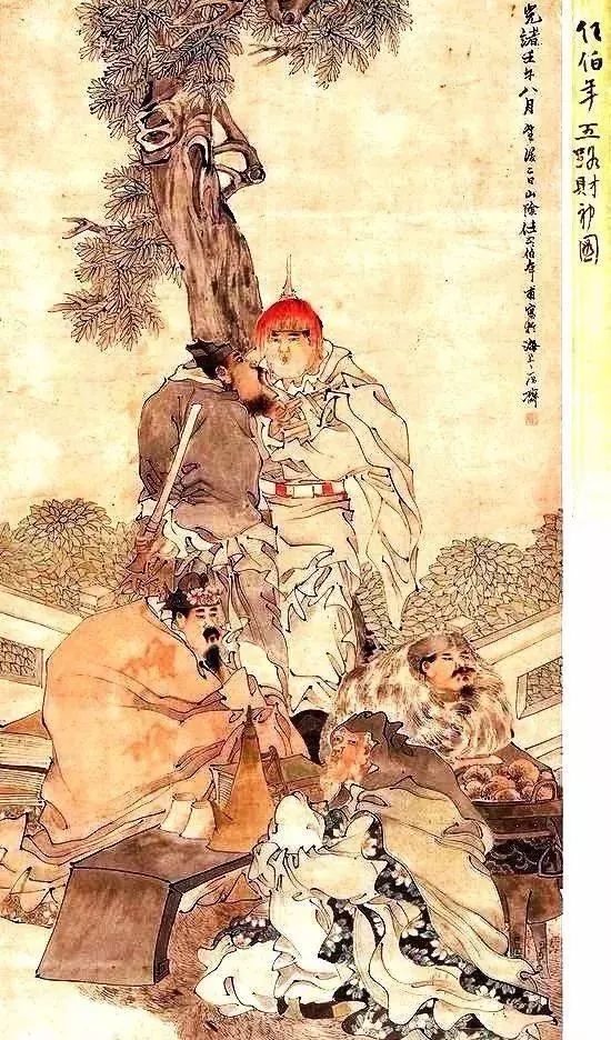 拜识国画中的《五路财神图》，愿人人平安健康、五路来财