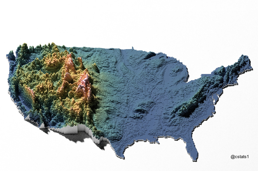 以另一种视角看地图：世界各地区、国家3D可视化地形图