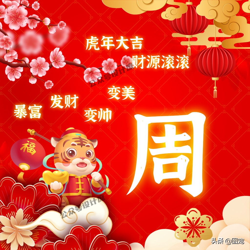 姓氏頭像|祝你2022虎年吉祥,變帥又變美,財源滾滾發財且暴富