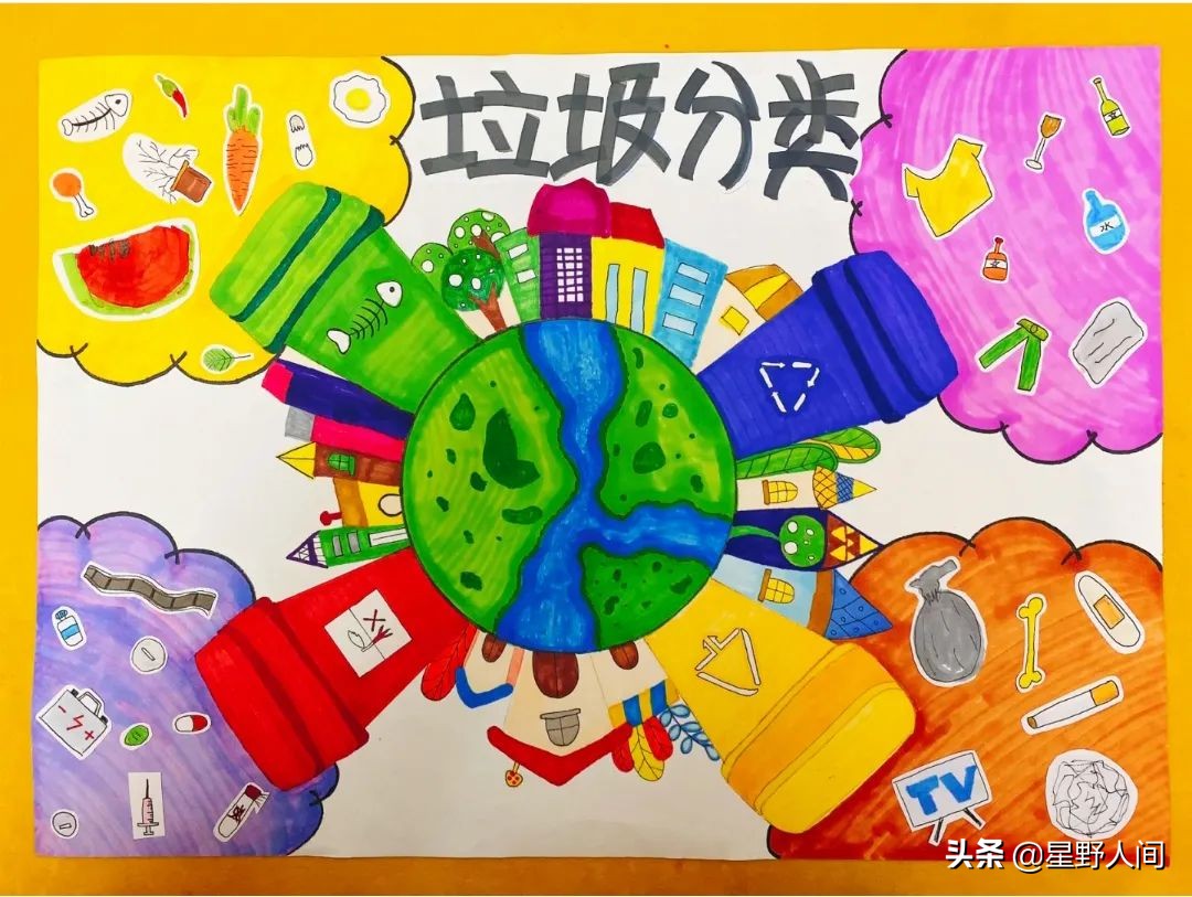 2022垃圾分类手抄报+环保儿童画，60副经典收藏版