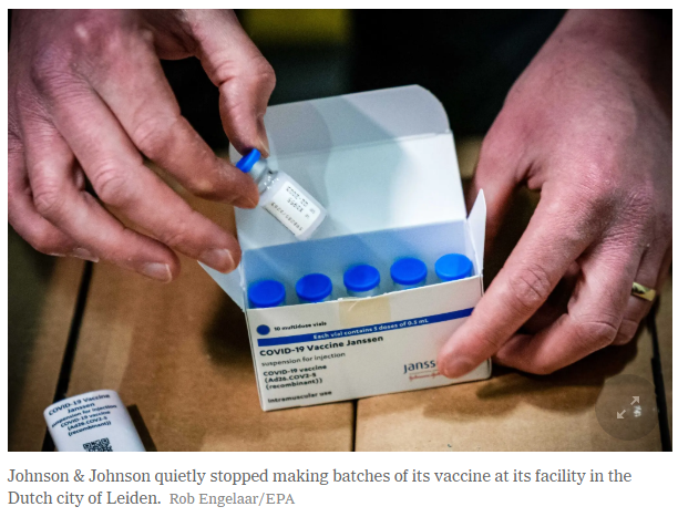 美媒：美国强生公司停产新冠疫苗，转向其他可更牟利疫苗