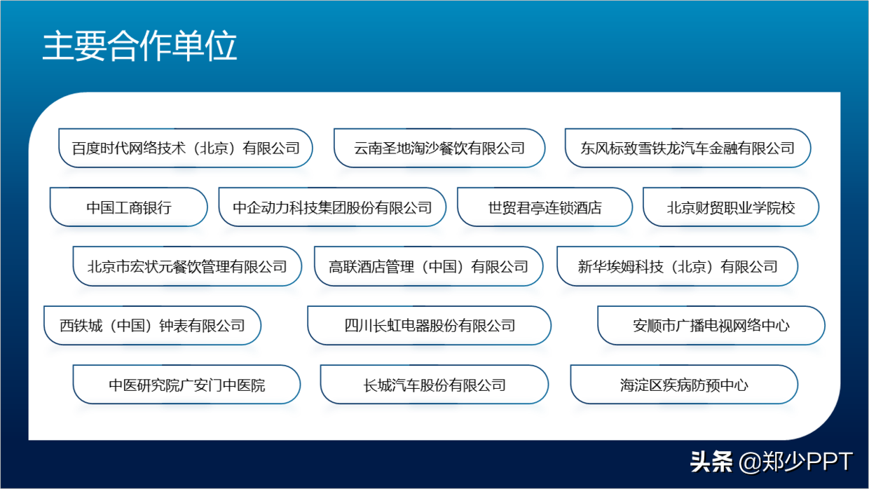 一页PPT，全是公司名字，这种企业合作型页面该怎么设计？