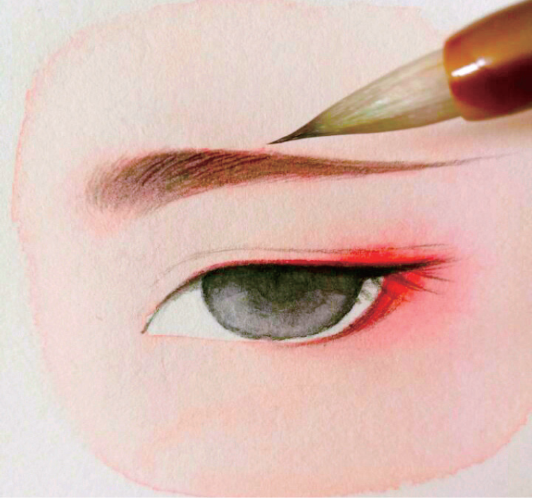 水彩中的古风人物眼睛画法,一涂一描,征服了无数人