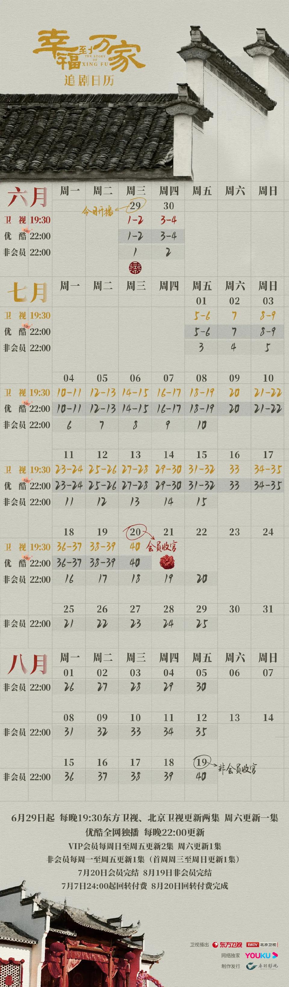 7月上旬已定档电视剧＆6月下旬开播的电视剧一览