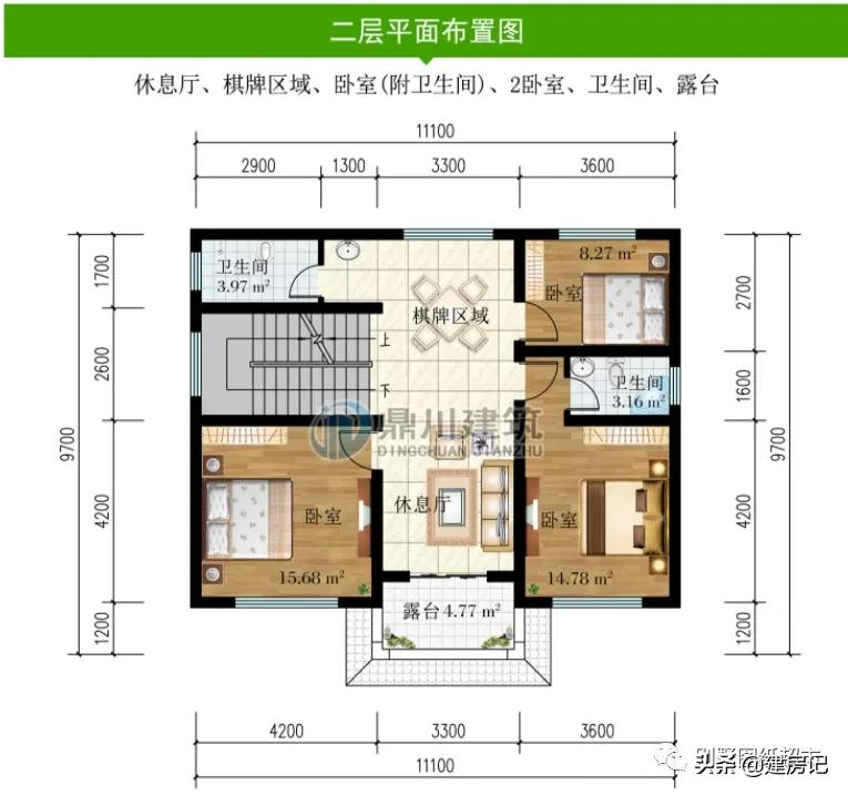 开间11米，广东17款三层农村别墅，尺寸布局有讲究，符合乡村风水