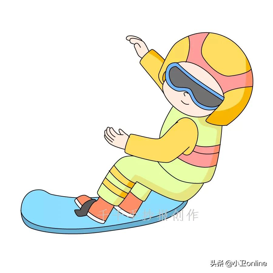 雪绒绒滑雪简笔画图片