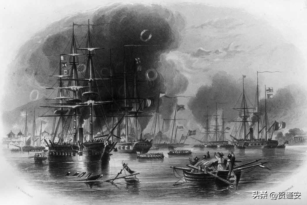 日本历史上的“黑船事件”：美国海军准将马修·佩里率领的战舰