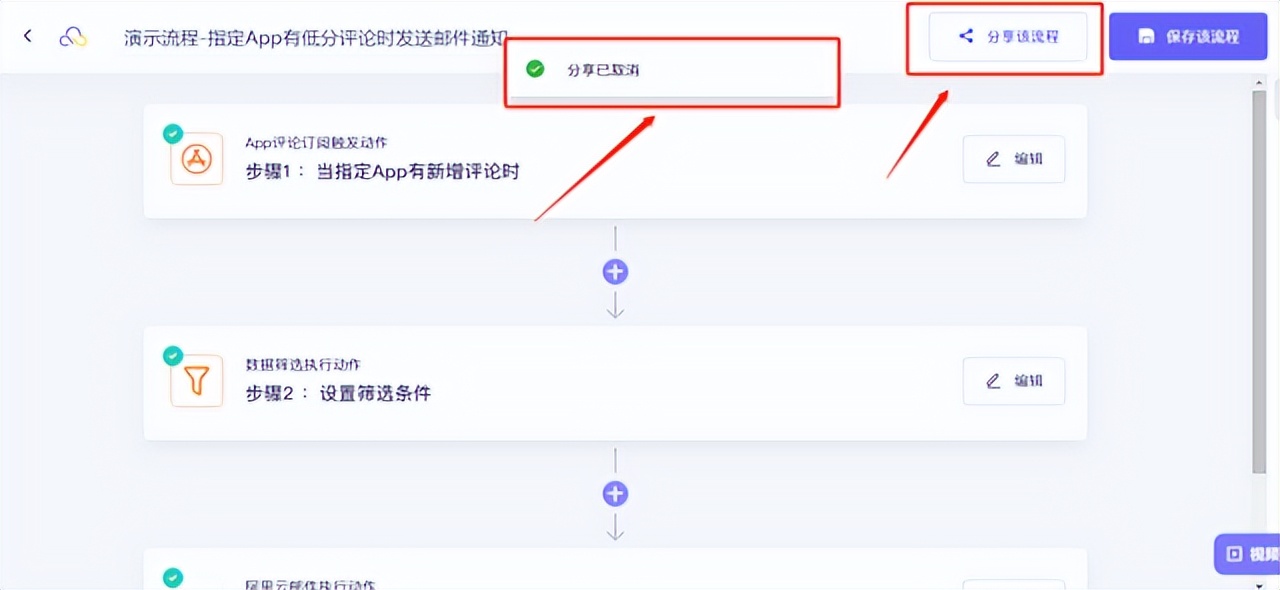 集简云分享中的流程可以取消分享吗？