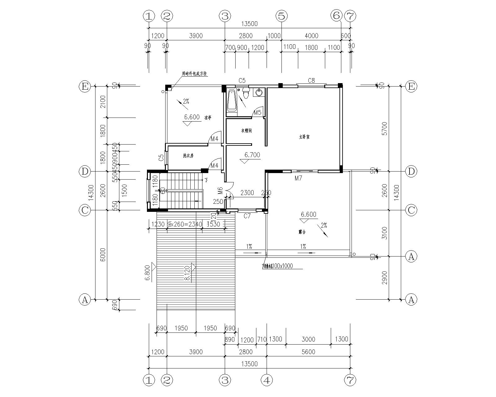 一套三層鄉(xiāng)村自建別墅，建筑面積340㎡，內(nèi)含平面布置圖