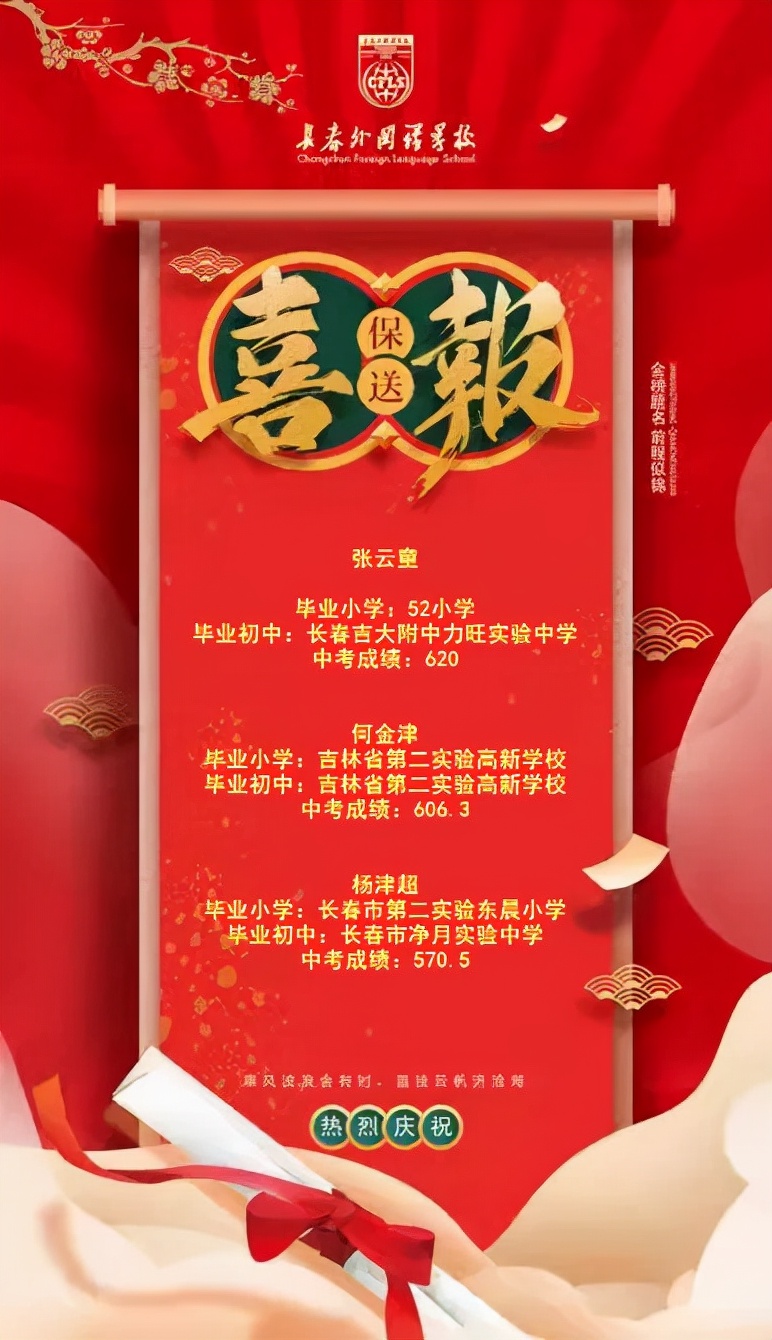 2022年长春外国语第一波保送生名单来了