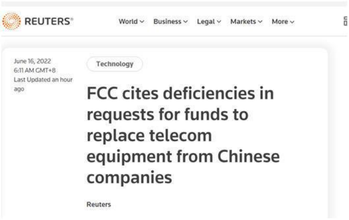 拆不起了！美国称拆除更换华为、中兴设备成本远超预算