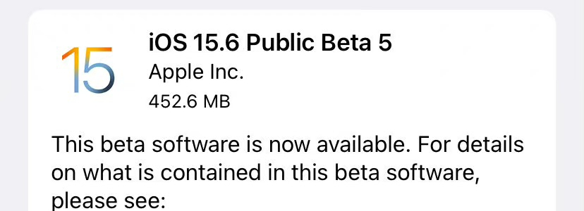 iOS 15.6 beta 5 版本升级来了