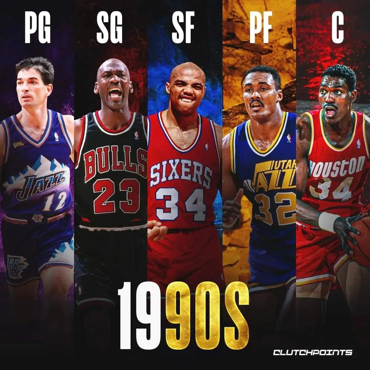 最强nba哈夫利切克(美媒列出NBA七个不同时代的最强五人组，哪个时代的五人组最弱)