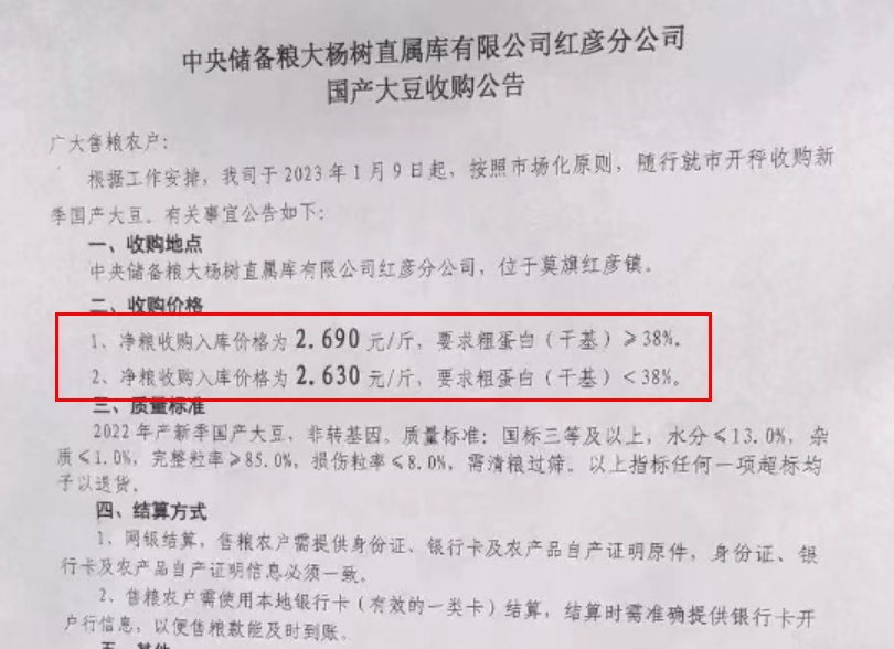 黑龙江大豆跌破2.7元
