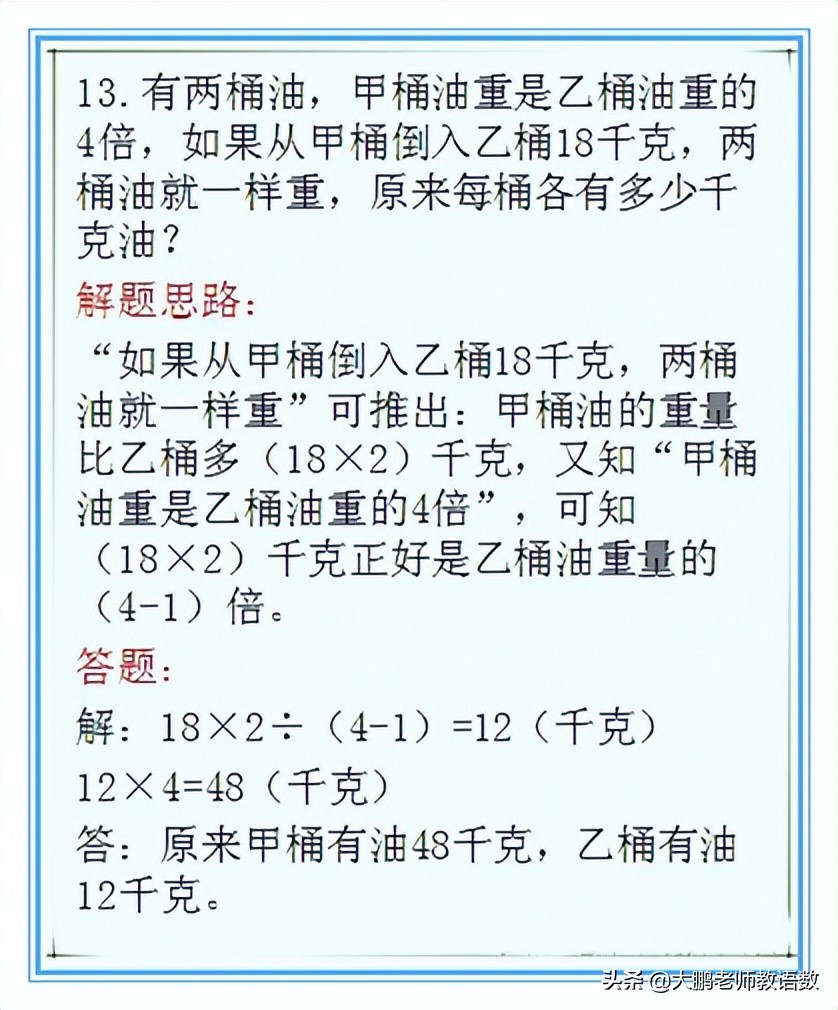 2022小学数学重点题型,小学数学经典题型30例(图13)