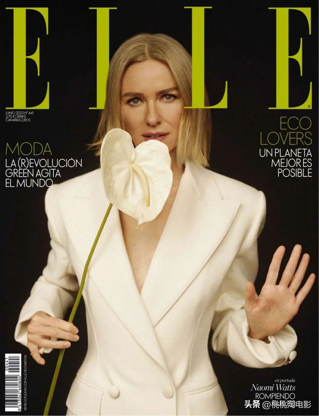 女星娜奥米·沃茨《ELLE》封面大片，气质优雅迷人如幽兰绽放