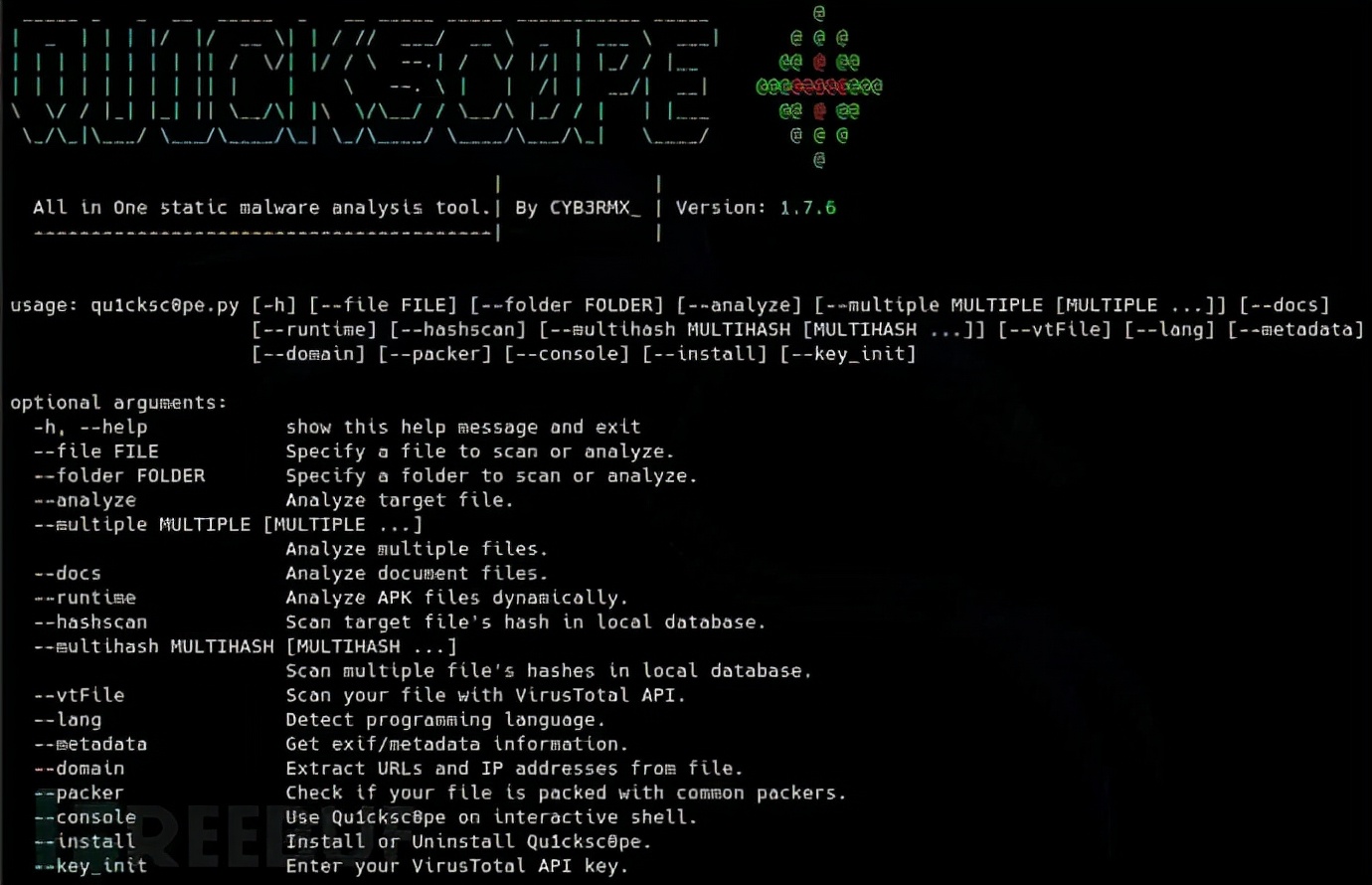 Qu1cksc0pe：多合一恶意软件分析工具