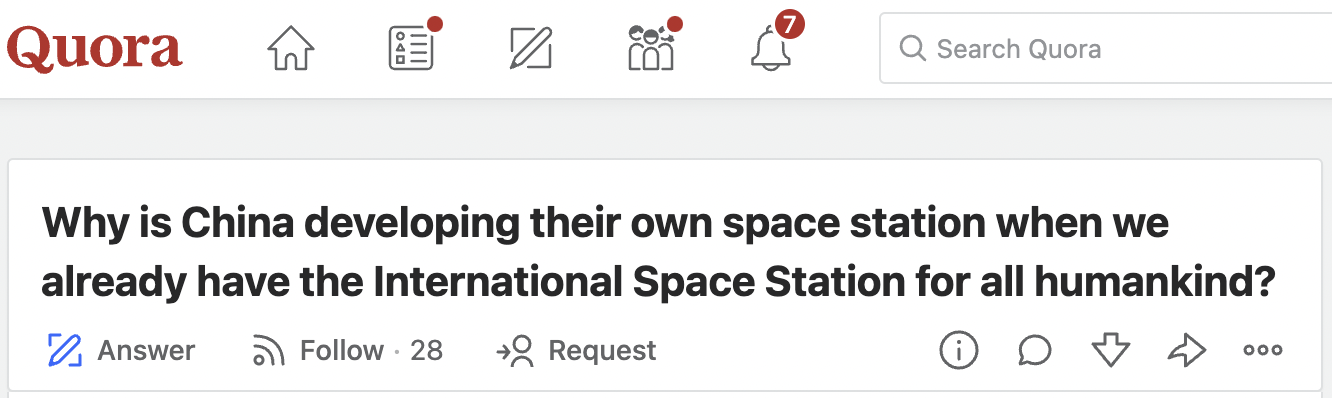 美版知乎：已经有国际空间站了，为何中国还要发展自己的空间站？