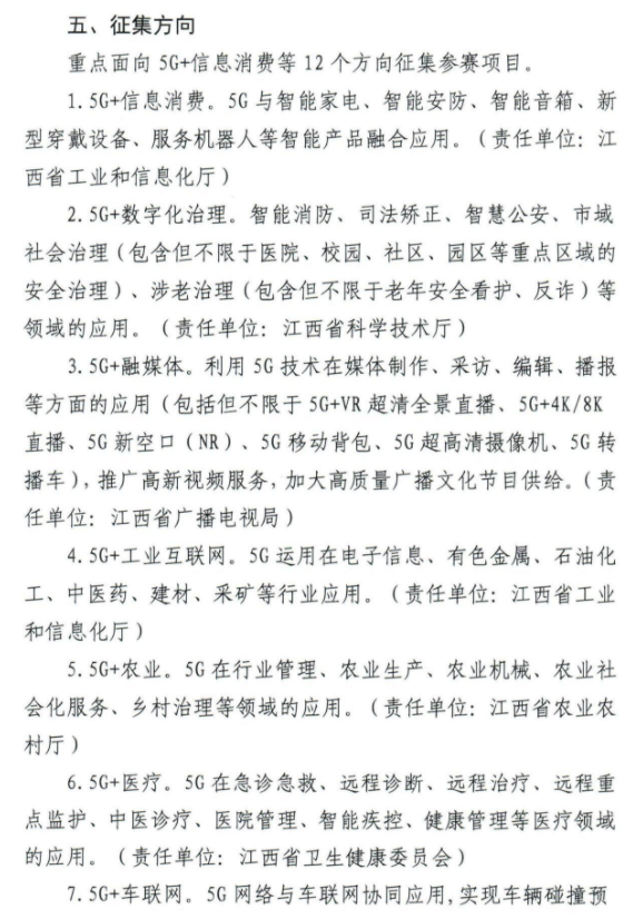 关于开展第五届“绽放杯”5G应用征集大赛江西区域赛的通知