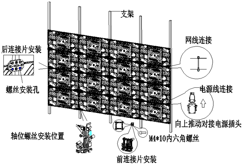 恒彩光电COB显示屏工程组装图示解析说明