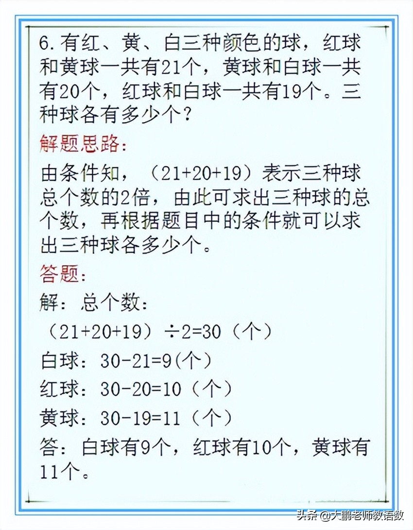 2022小学数学重点题型,小学数学经典题型30例(图6)