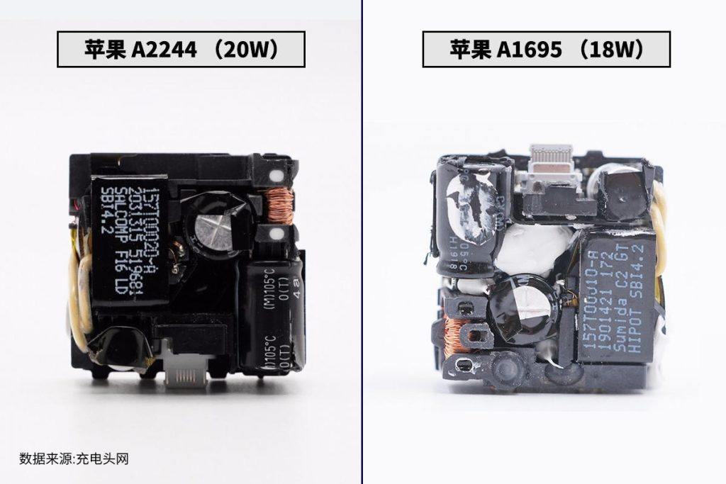 功率差2W有何區別？蘋果20W和18W充電器拆解對比