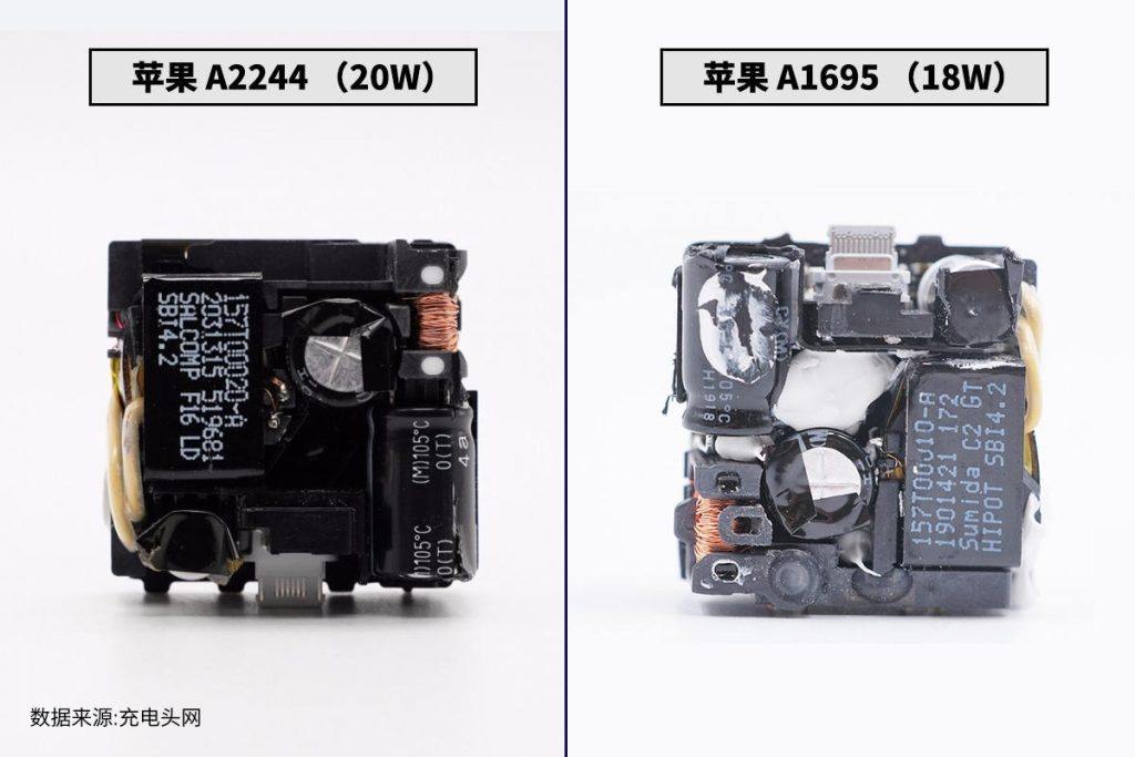 功率差2W有何区别？苹果20W和18W充电器拆解对比