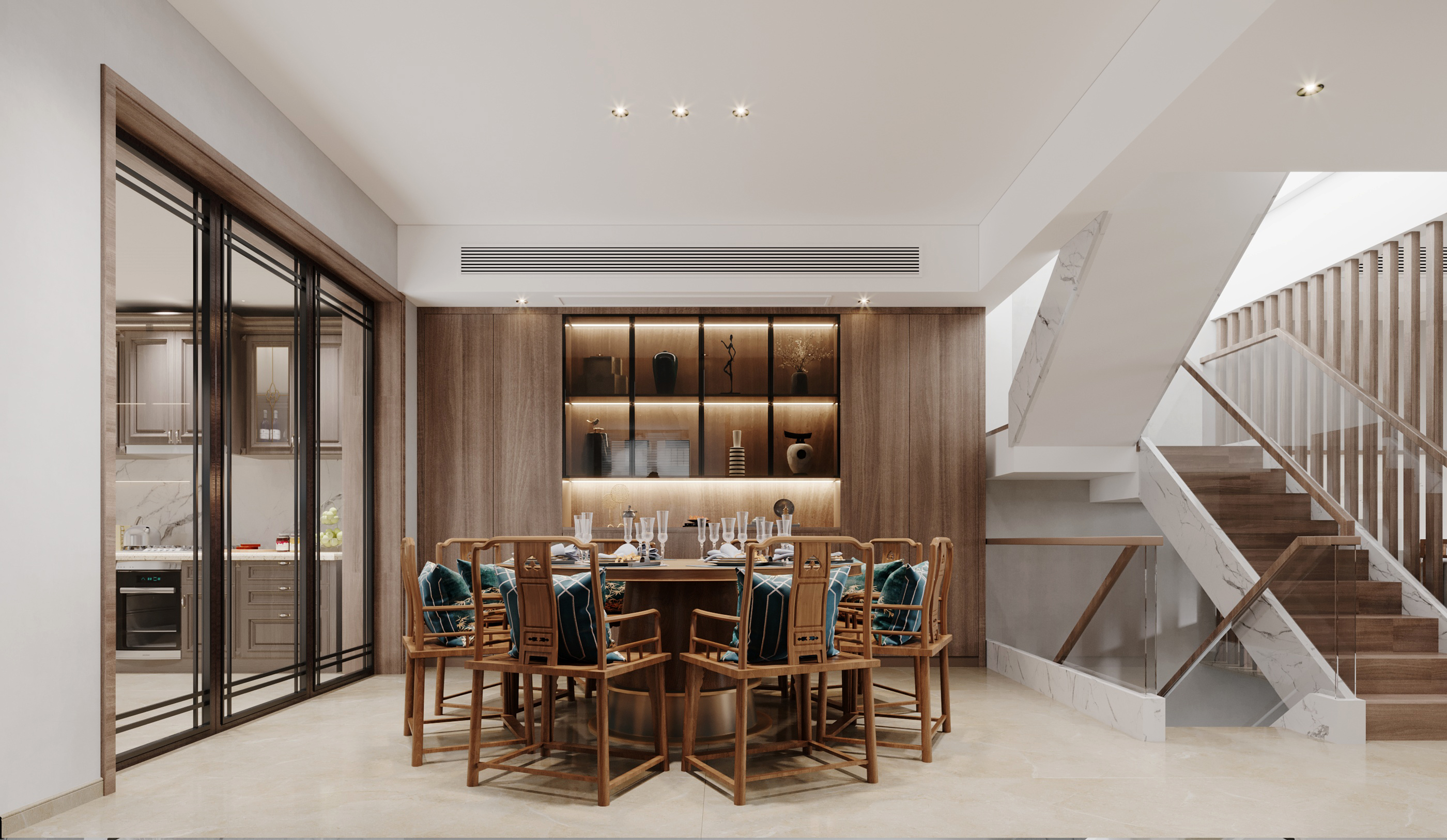 诸暨装修:553㎡禅意新中式风格装修,营造繁简有序的淡泊之意