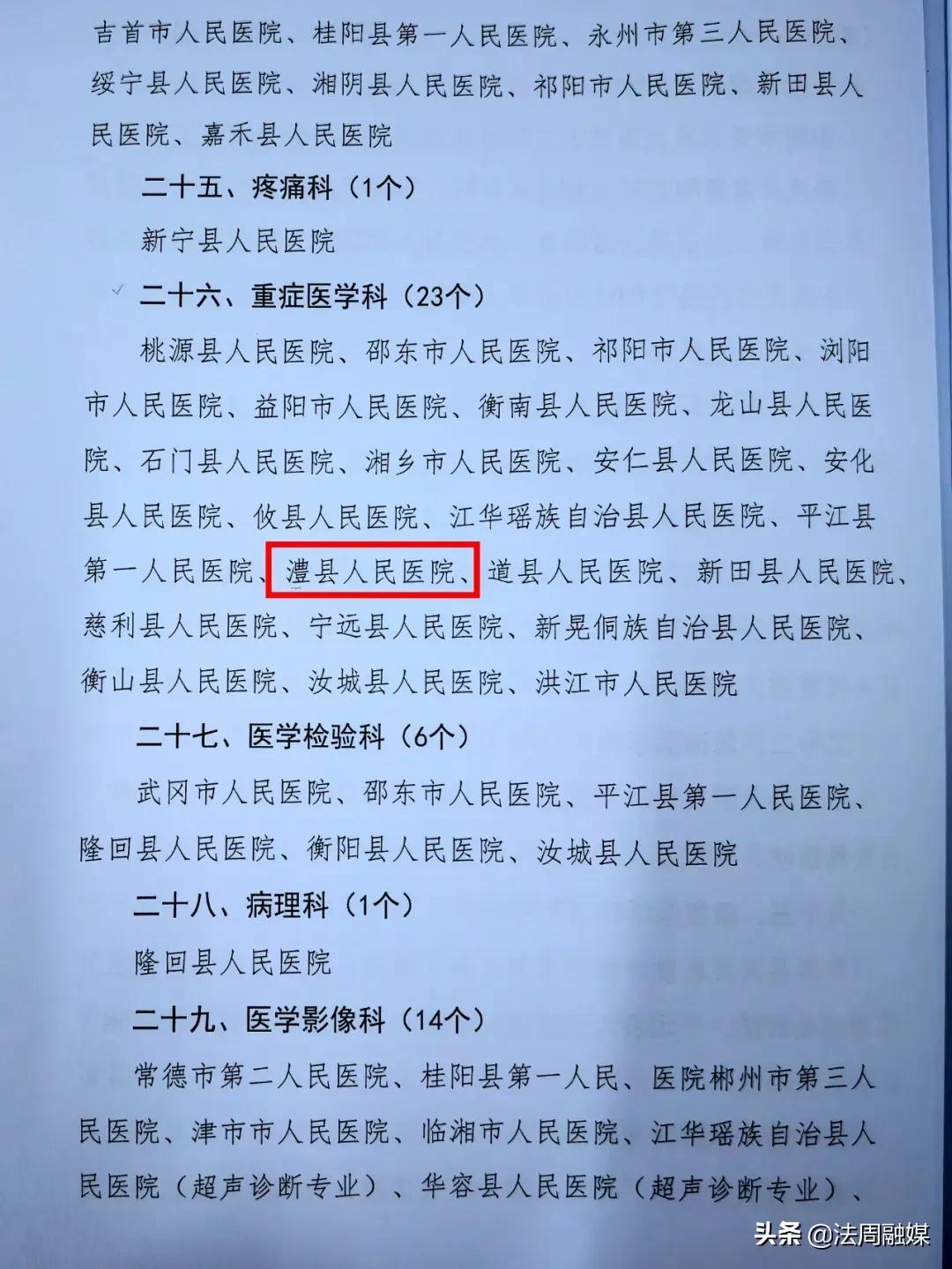 澧县人民医院7个专科获批“湖南省临床重点专科建设项目”