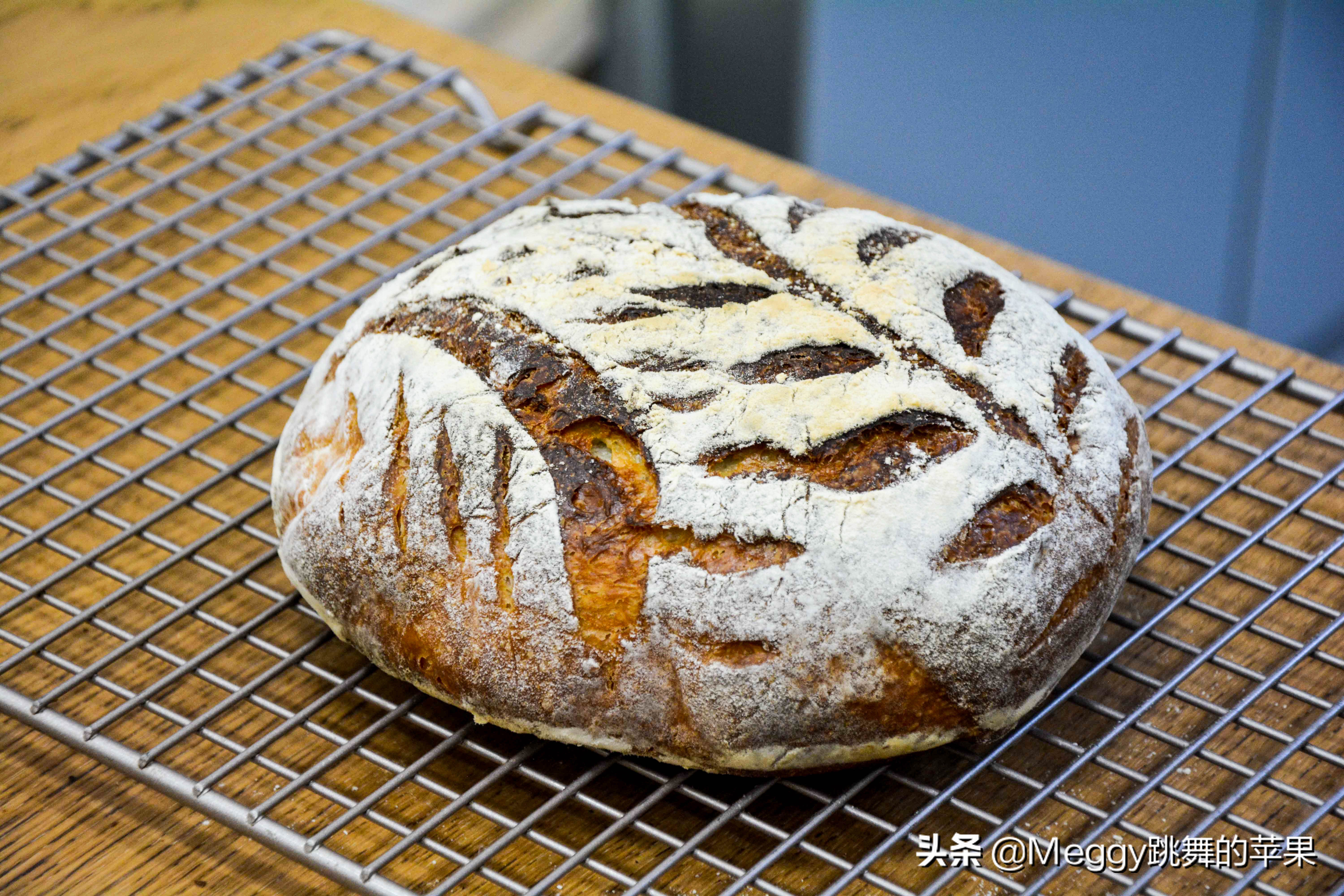 这面包外脆内软,无需揉面,低温冷藏发酵,外形口感跟欧包有一拼