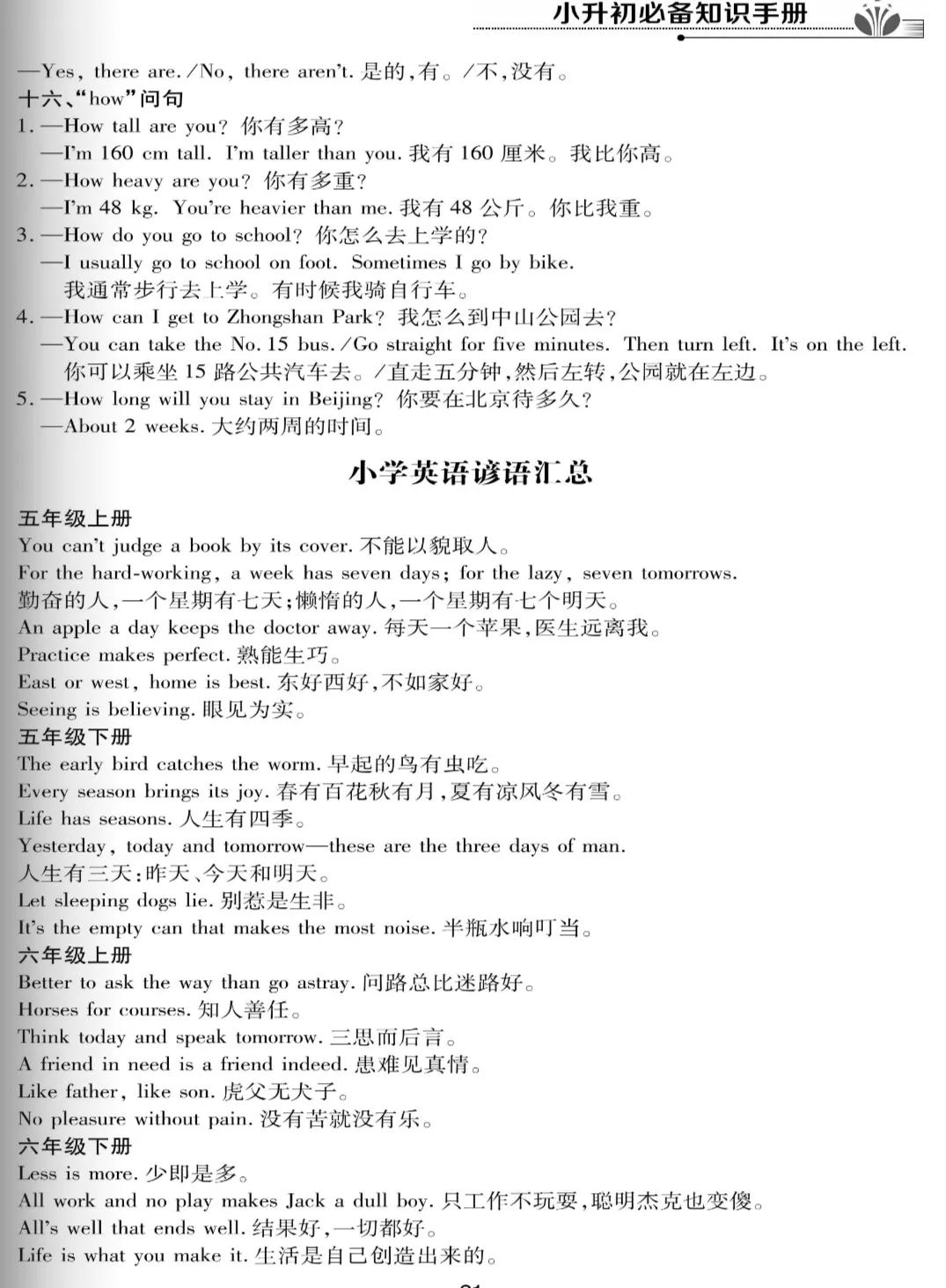 小學(xué)英語常用句式和重點句式歸納整理