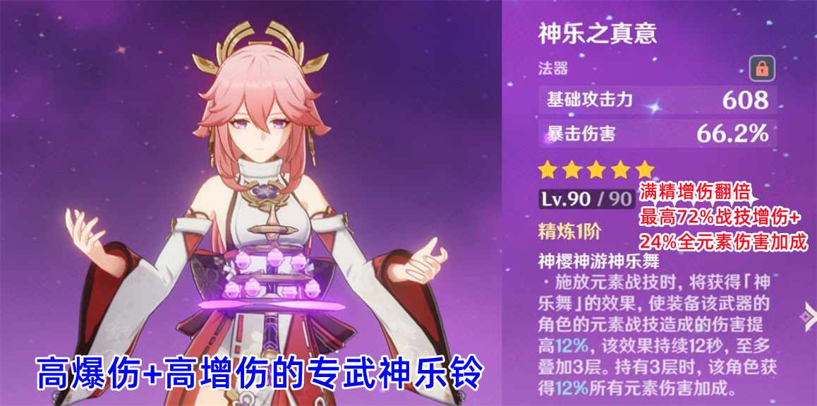 原神:八重专武高暴伤加增伤,给丽莎用有奇效,流浪乐章可作平替