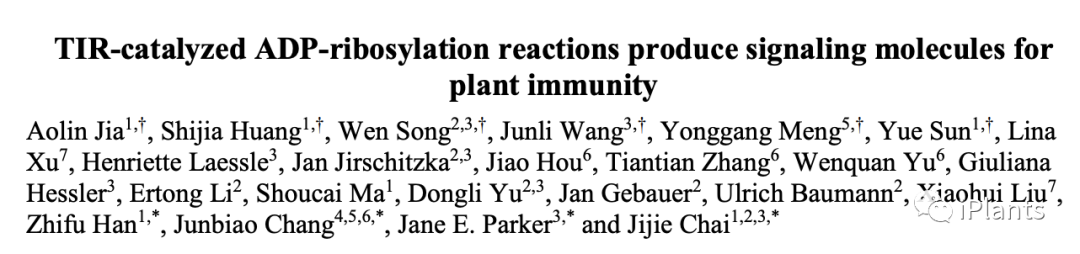揭示了植物两种新型抗病信使及其作用机制，植物抗病领域重大突破