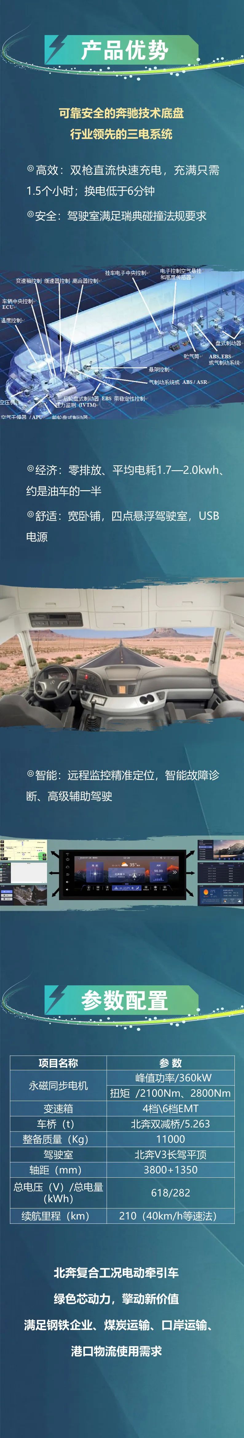 北奔復合工況電動牽引車綠色芯動力，擎動新價值