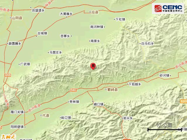 昨日，山西忻州市繁峙县一天两震，均在3.0级以上