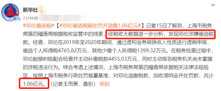 邓伦偷逃税务被罚1.06亿！主动报告积极配合，网友怒斥让其退圈