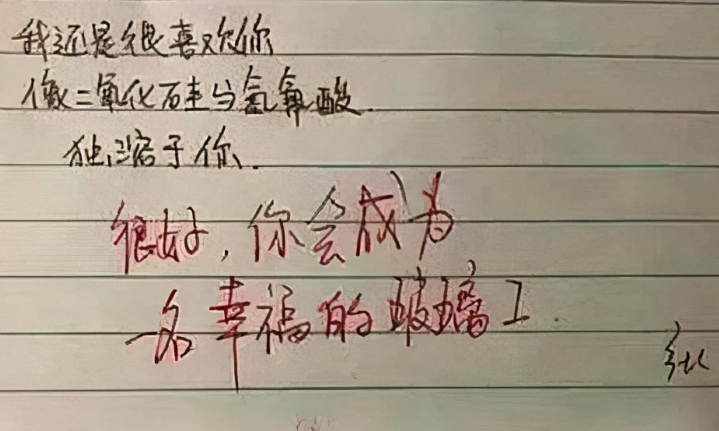 初中不同学科学霸送同桌情书走红，差生看不懂，真的很直白