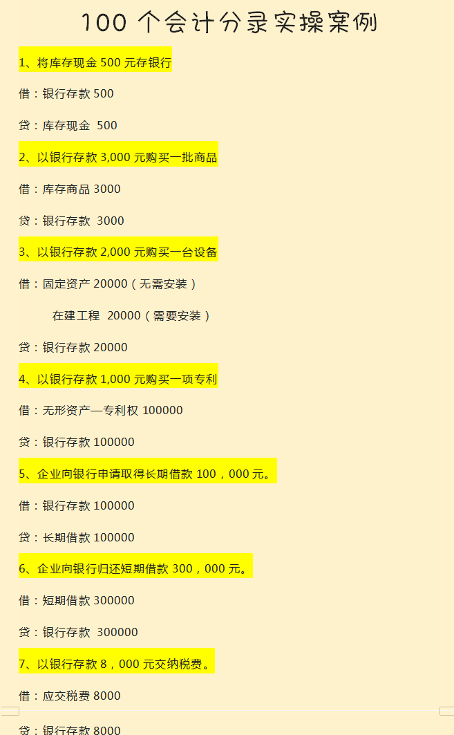 会计分录练习题（新手会计上岗必备）