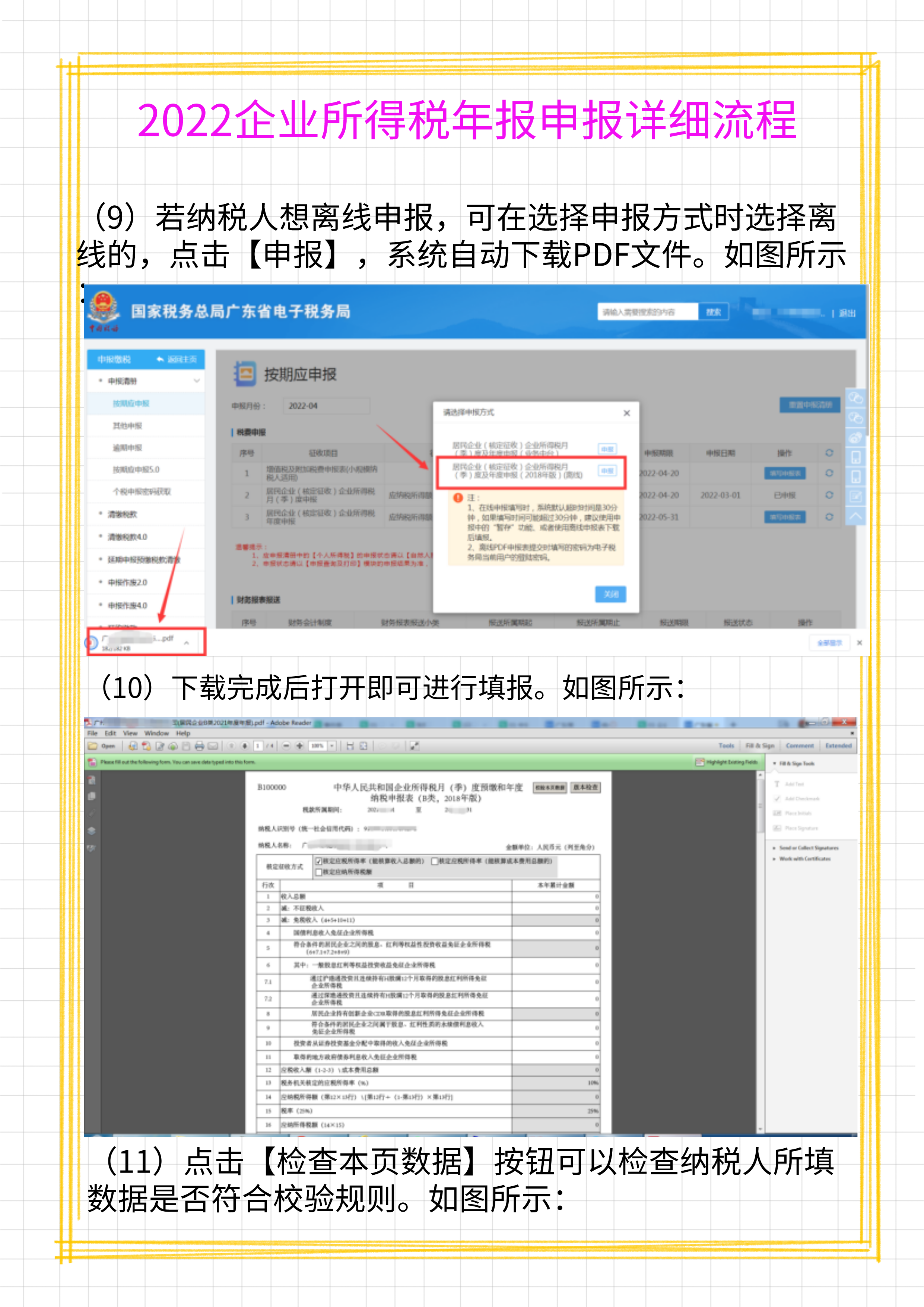 2022企业所得税汇算清缴年报申报全流程，附申报表填写说明，实用