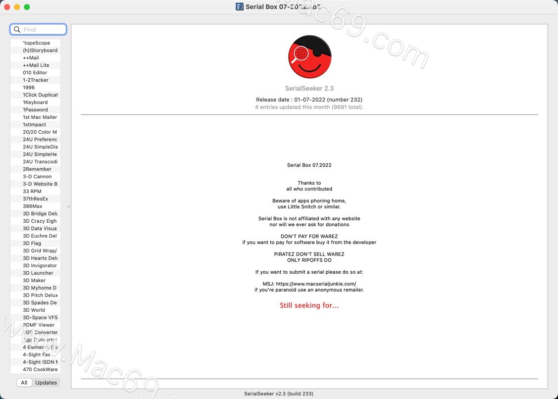 Serial Box for mac(Mac软件序列号大全)