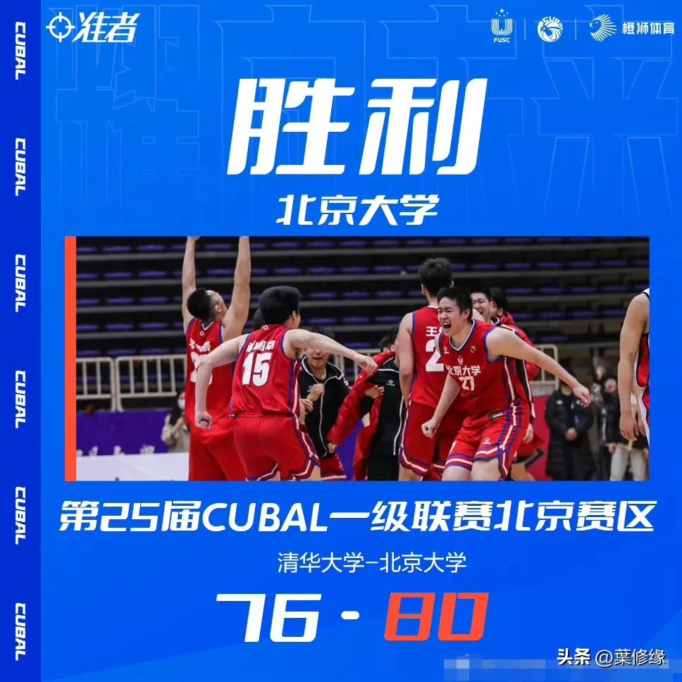 北京大学男篮逆转战胜清华大学男篮，总冠军悬念再起