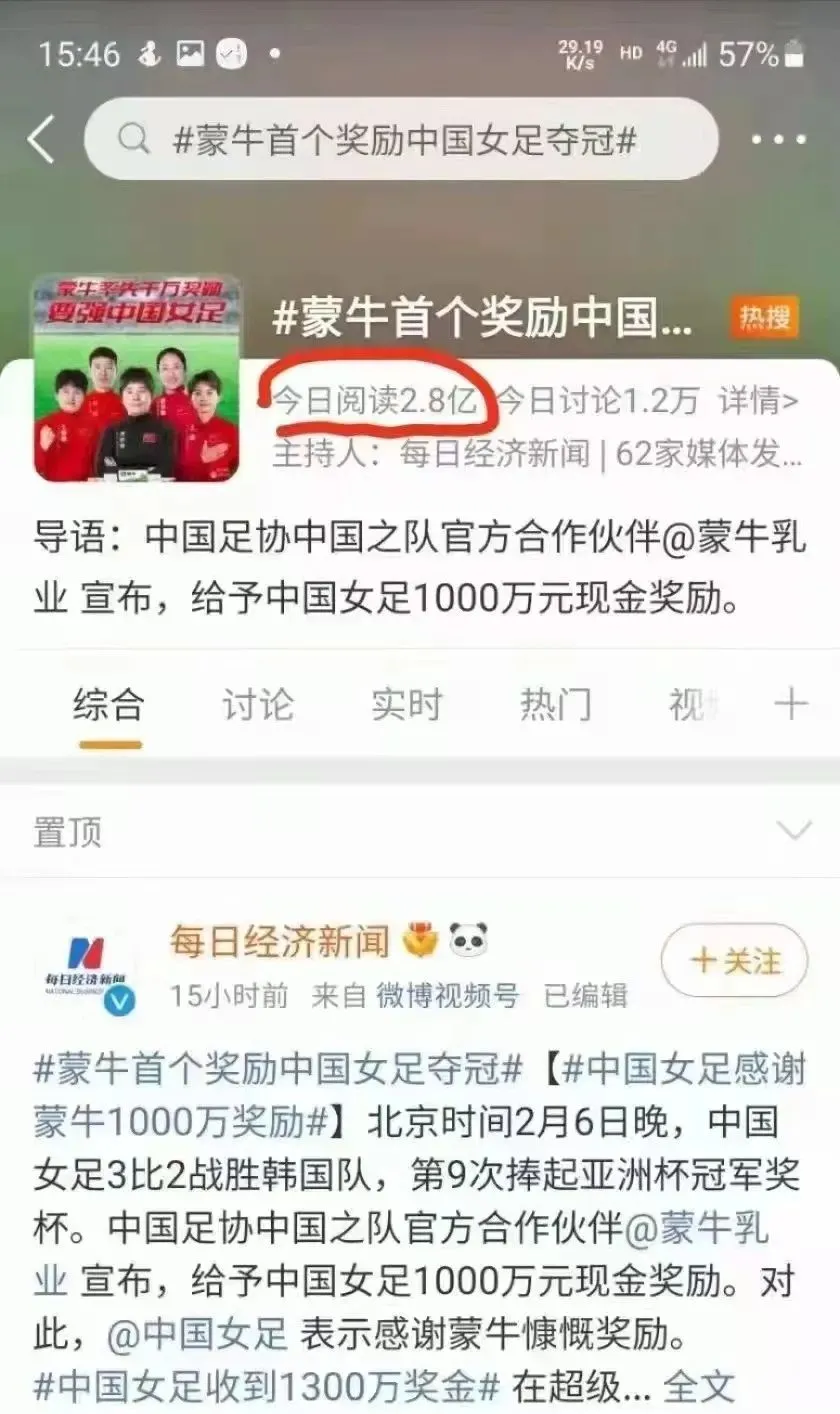 2018俄罗斯世界杯重金广告(蒙牛千万现金奖励中国女足夺冠 分众即时推送实现热点事件广告化)