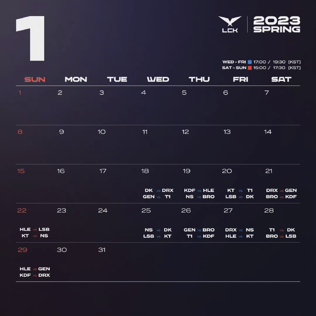 lck2022春季賽（2022LCK春季賽開賽日期及賽程確定：持續9周，除夕、春節不休息）