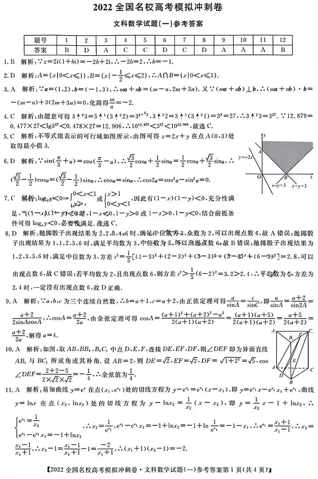 2022年全国名校高考模拟冲刺卷数学试题